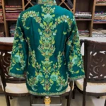 Green Jacket with Monochromatic Floral Embroidery back view