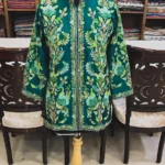 Green Jacket with Monochromatic Floral Embroidery