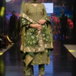 Gloss Velvet Ombre Cape with Aari Jaal and Tilla Border