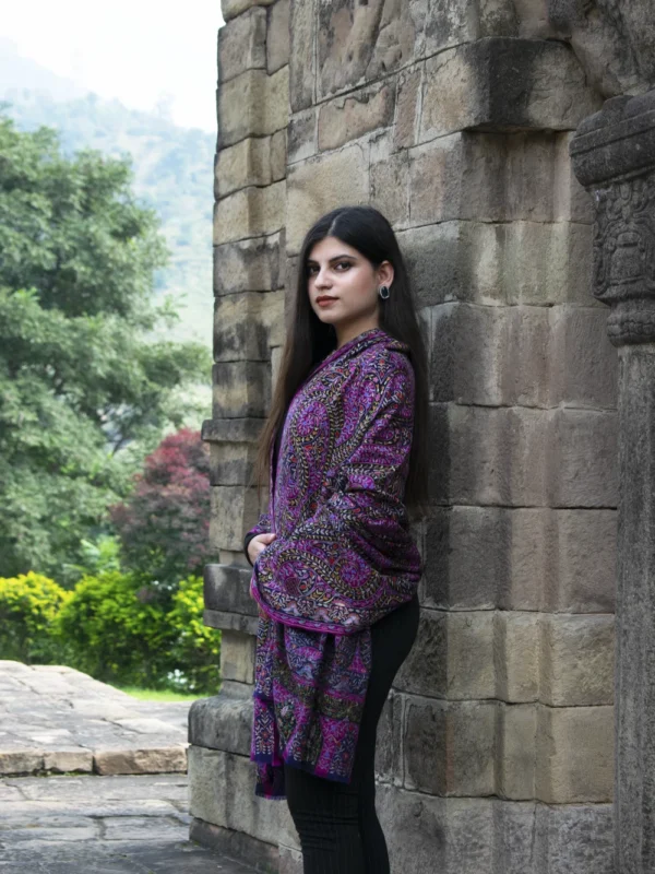 Navy Blue Pure Pashmina Kalamkari Shawl