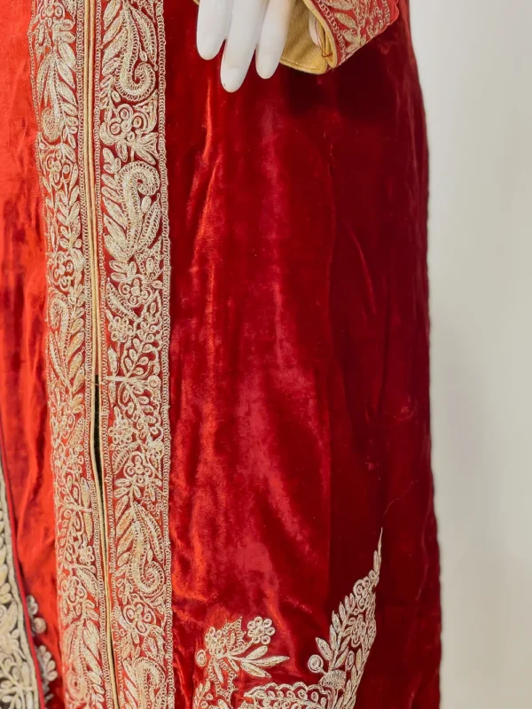 Maroon and Grey Pure Silk Velvet Ombre Salwar Suit with Tilla Embroidery Front