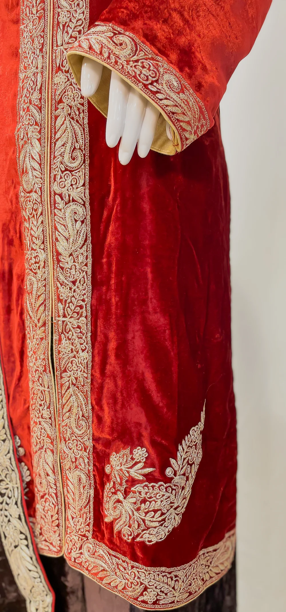 Maroon and Grey Pure Silk Velvet Ombre Salwar Suit with Tilla Embroidery Front