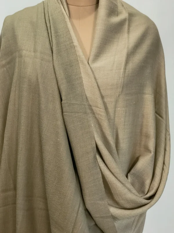 Dark Beige and Light Beige Pure Pashmina Reversible Shawl Front