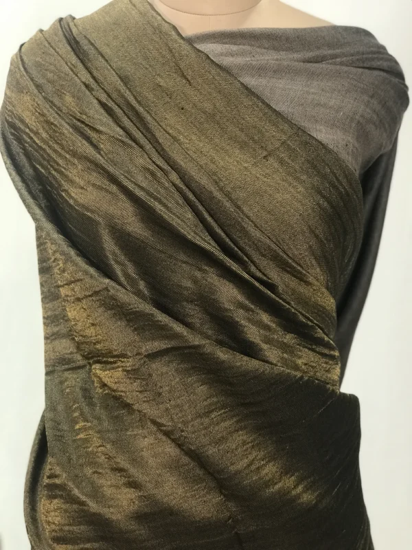 Zari Reversible Brown Pure Pashmina Shawl Front