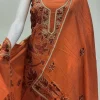 Rust Pure Wool Salwar Suit with Tilla and Aari Embroidery Front