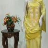 Yellow Tie & Dye Poly Wool Salwar Suit with Tilla and Aari Embroidery