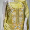 Yellow Tie & Dye Poly Wool Salwar Suit with Tilla and Aari Embroidery Front