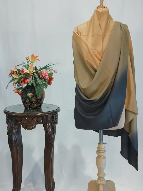 Olive Green, Yellow and Dark Grey Pure Pashmina Ombre Shawl