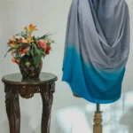 Sky Blue, Light Grey and Dark Grey Pure Pashmina Ombre Shawl