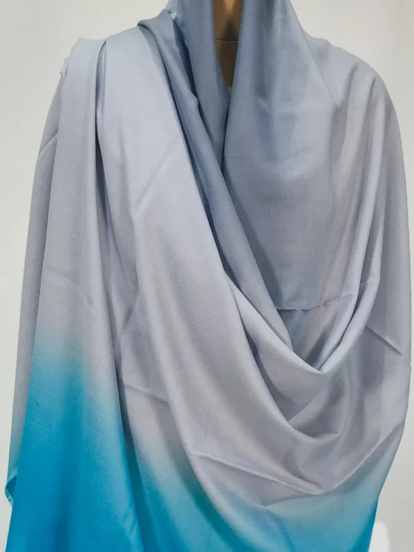 Sky Blue, Light Blue and Dark Blue Pure Pashmina Ombre Shawl Front