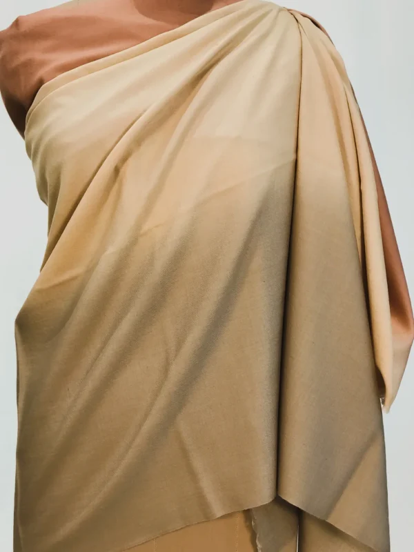 Fawn, Beige and Peach Pure Pashmina Ombre Shawl Front