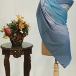 Aqua Blue, Koala Grey and Marine Blue Pure Pashmina Ombre Shawl