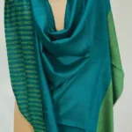 Peacock Green Space Dye Reversible Pure Pashmina Shawl Front