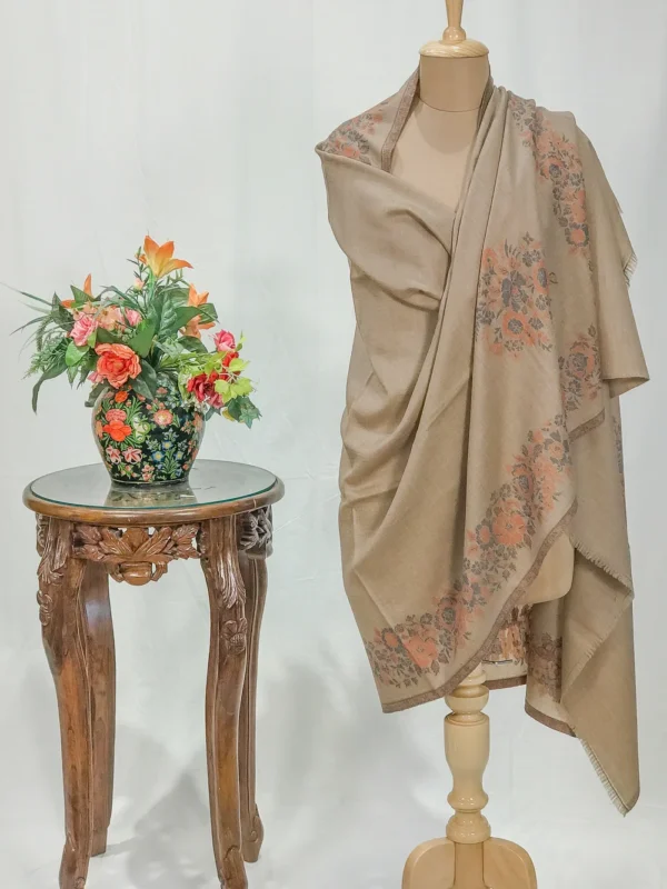 Natural Pure Pashmina Shawl With Kani Border