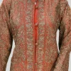 Deep Maroon Raw Silk Jacket with Silk and Aari Work Front