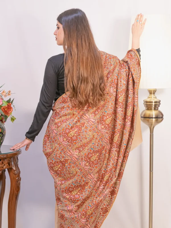 Beige Pure Pashmina Shawl With Multi-Colour Sozni Jamawar Hand Embroidery front