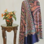 Navy Blue Pure Pashmina Shawl With Multi-Colour Jama Hand Embroidery