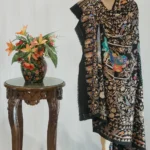 Black Pure Pashmina Shawl With Multi-Colour Jama Hand Embroidery