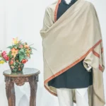 Natural Beige Pure Pashmina Shawl With Paisley Sozni Hand Embroidery