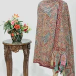Peach Pure Pashmina Shawl with Multi-Color Kalamkari Hand Painted Embroidery