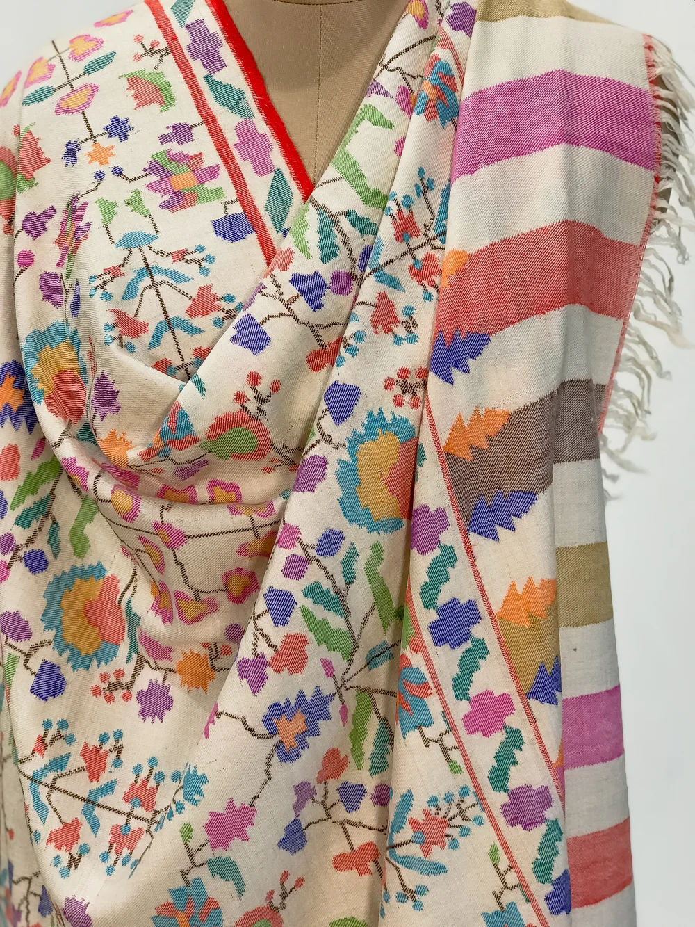 Off White Kani Pure Pashmina Shawl Angad Creations