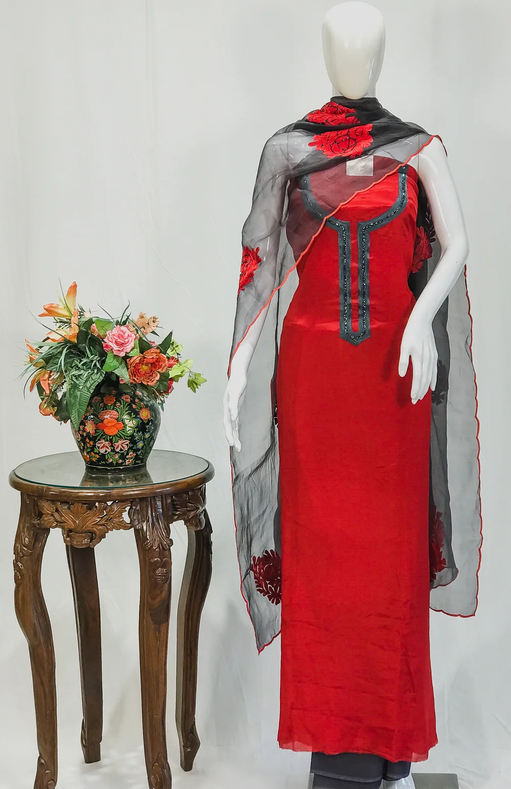Salwar Suit with Aari Work Kardana Highlihtings and Organza Dupatta Angad Creations