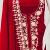 Red Velvet Salwar Suit with Thread Work and Velvet Dupatta Front