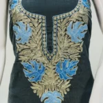 Grey Velvet Tunic with Aari and Tilla Work Front