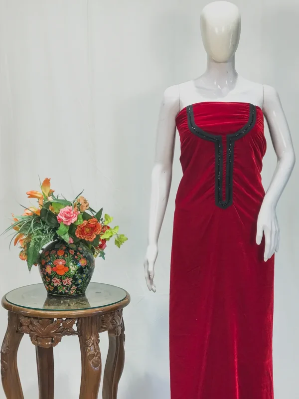 Maroon Velvet Tunic with Aari and Kardana Work