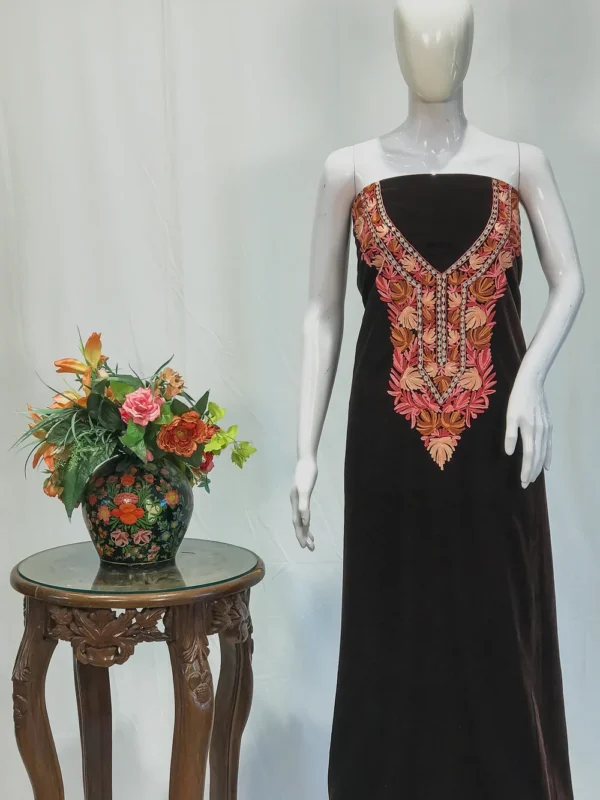 Brown Velvet Tunic with Aari and Tilla Work