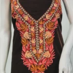 Brown Velvet Tunic with Aari and Tilla Work Front