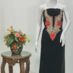Deep Black Velvet Tunic with Aari and Tilla Work