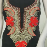 Deep Black Velvet Tunic with Aari and Tilla Work Front