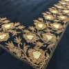 Raw Silk Bed Cover with Floral Vine Embroidery close up