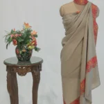 Dark Natural Pure Pashmina Shawl With Papier Mache Border Design