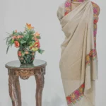 Light Natural Pure Pashmina Shawl With Papier Mache Border Design