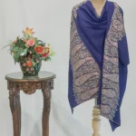 Navy Blue Pure Pashmina Shawl With Sozni Hand  Embroidery