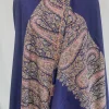 Navy Blue Pure Pashmina Shawl With Sozni Hand Embroidery Front