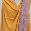 Yellow Pure Pashmina Shawl With Sozni Hand Embroidery Front