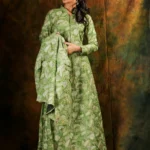 Green Flared Dress with Aari & Tilla Fusion Embroidery