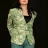 Green Blazer with Aari & Tilla Fusion Embroidery Front