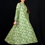 Green Flared Dress with Aari & Tilla Fusion Embroidery
