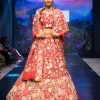 Red Lehenga with Fusion Embroidery
