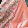 Gloss Velvet Ombre Cape with Aari Work: Peach and Fawn Close up