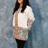 Tootoo Papier Mache Hand Embroidered Pure Wool Jacket: White Side