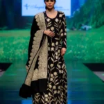 Black Pure Pashmina Shawl with Puff Tilla Embroidery