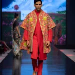 Red Unisex Kashmiri Embroidered Swing Coat