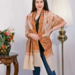 Natural Biege Papier Mache Hand Embroidered Pure Pashmina Shawl