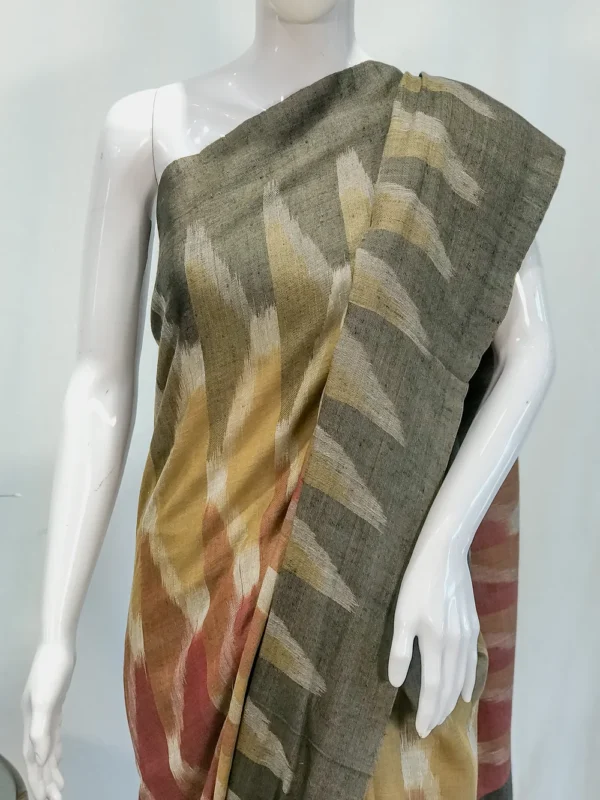 Multi- Colour Pure Pashmina Ikat Saree Front