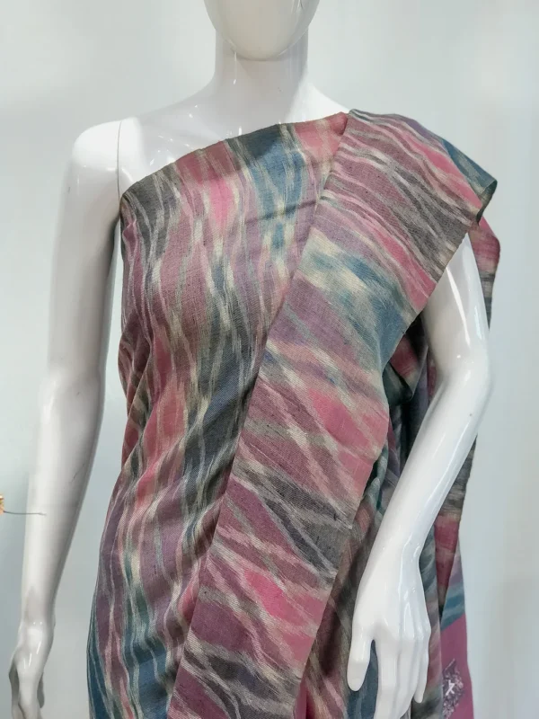 Multi- Colour Weave Pure Pashmina Ikat Saree Front
